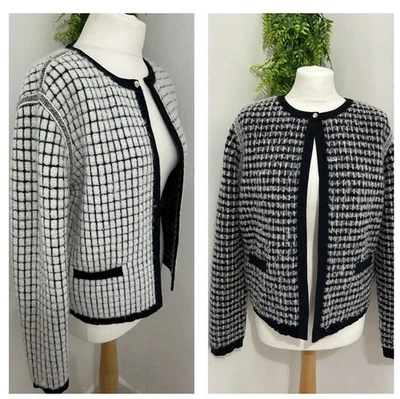 Ted Baker  “miylaa” white & Black reversible cardigan Jacket size 3 Uk 12 - Image 1 of 4
