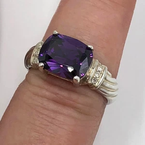 Vintage Avon R.J. GRAZIANO CZ Amethyst 925 Sterling Silver Ring SZ. 7 - Picture 1 of 7