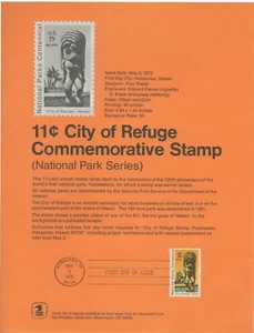 #SP306 Souvenir Page -City of Refuge, Hawaii - 1972. Scott #C84 Perfect!!! - Picture 1 of 1