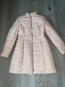 Ark & Co Womens Puffer Quilted Lace Windbreaker Jacket Size S Long Overcoat Pink - Picture 1 of 7
