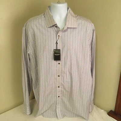 Report Collection Mens Shirt Multicolor Stripes Slim Fit 18.5 34/35 XXL 2XL NWT - Image 1 of 4