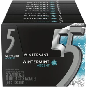 5 GUM Wintergreen Ascent Sugar Free Chewing Gum Bulk, 15 Stick Box (Pack of 10) - Picture 1 of 12