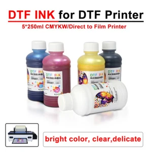 5X250ml CYMK White DTF Printe INK For DTF T-Shirt Printer Epson Print head - Picture 1 of 13