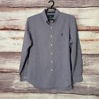 Ralph Lauren Shirt Mens 16 34/35 Classic Fit Long Sleeve White Blue Check Logo