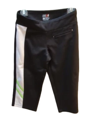 Izod X PFX Performance capri workout leggings XS black white  green stripes - Image 1 of 4