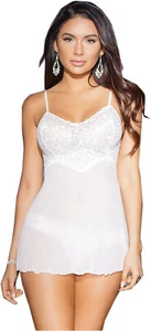 Women's White Babydoll Lingerie Dress with Panty - Picture 1 of 4