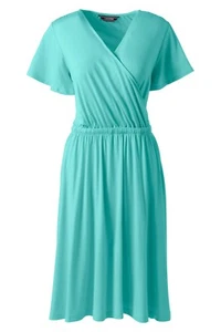 LANDS END FLUTTER SLEEVE SURPLICE DRESS md NEW WITH TAG - Picture 1 of 6