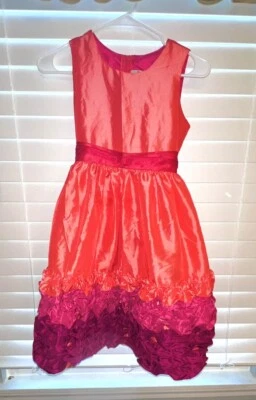 Vestido Formal Niñas Ediciones Raras-Talla 12- Naranja y Rosa Foto 1 de 4