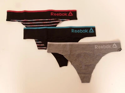 Large 12-14 Reebok Seamless Thongs Womens Underwear 3 Pack Performance Training - Image 1 of 4