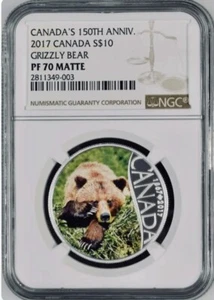 2017 Grizzlybär 150th Anniversary Canada Erstveröffentlichungen PF 70 matt $ 10 - Bild 1 von 2