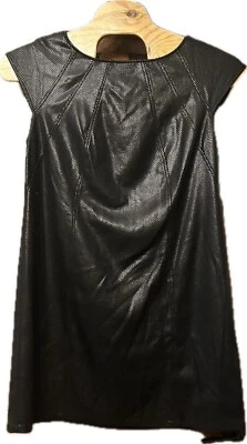 Donna Morgan Women 18W Back Zip Faux Leather Short Sleeve Dress Black Size 18 W - Image 1 of 4