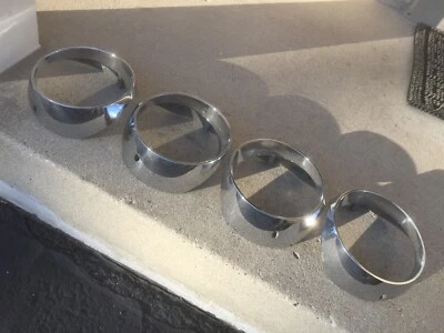 4) 1964 MERCURY HEADLIGHT BEZELS/RINGS MONTEREY, MONTCLAIR, PARK LANE MARAUDER Foto 1 de 4