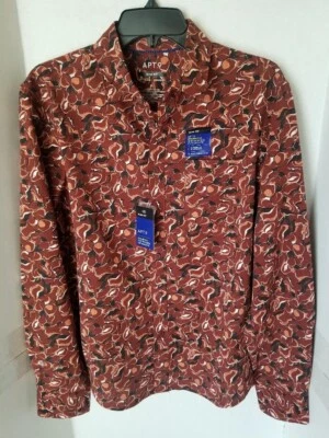 APT. 9 PREMIER FLEX PERFORMANCE Slim Long Sleeve Brown Print - Size Medium - NWT - Image 1 of 3