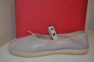 NIB Valentino Rockstud Leather Ballerina Ballet Espadrille Flat Shoe Beige EU 36 - Picture 1 of 6