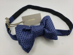 Classic Blue Geometric Tom Ford Designer Bow Tie Chic High End Silk Formal Tie - Picture 1 of 8