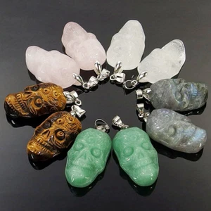 Piedras preciosas naturales cristal curación Reiki chakra piedra calavera colgante - Imagen 1 de 6
