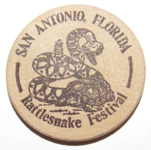 1982 San Antonio, FL Rattlesnake Festival Wooden Nickel - Token Florida #3 - Picture 1 of 2