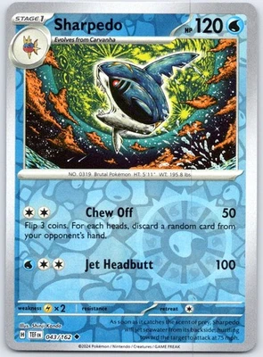 Sharpedo Uncommon SV05: Temporal Forces Reverse Holo 043/162 NM - Image 1 of 2