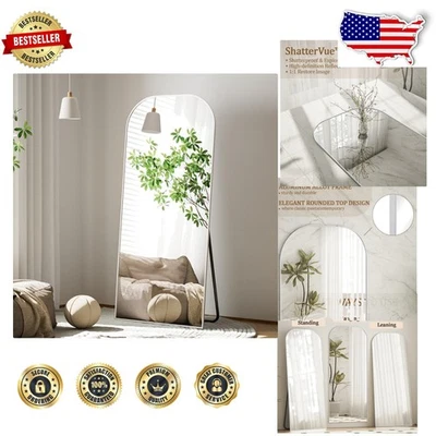 Espejo de Piso Moderno 56"x21" Plateado HD Vidrio Templado con Soporte Vestidor Foto 1 de 4