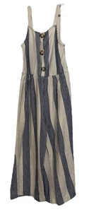 Girls Blue And Cream Striped Tank Jumpsuit Size 6 116 - Picture 1 of 4