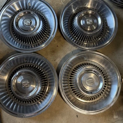 1963-64 Cadillac 15” Hubcap Wheel Cover “ Nice” Original VTG Set Of 4 - Image 1 of 4