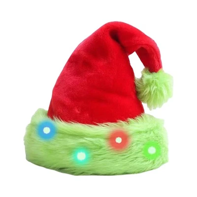 Unisex Iluminado LED Santa Sombrero Peluche Divertido Gorra Navidad Sombrero Festivo Prendas para la cabeza Foto 1 de 3