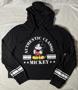 Disney Authentic Mickey Cropped Pullover Hoodie Womens Size Large*FREE SHIPPING* - Picture 1 of 4