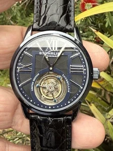 STUHRLING GRAND IMPERIUM 42MM L.E. TOURBILLON LEATHER WATCH SAPPHIRE CRYSTAL - Picture 1 of 18