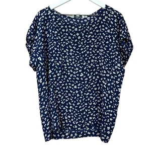 See by Chloe Navy Print Silk Top Women Sz 4 - Picture 1 of 5