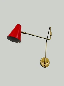 Stilnovo Style Single Light ~ Articulated Sconce ~ Mid Century Brass Wall Lamp ~ - Picture 1 of 7
