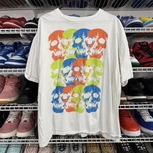 Vintage Y2K Skulls Graphic Tshirt White Multi Color Men’s Size 2XL - Picture 1 of 7