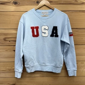 Wildfox Cody Sweatshirt Womens XS USA Light Blue Angel Falls Patriotic NWT B144 - Picture 1 of 17