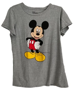 Disney Unisex Graphic T-Shirt Size XXL Gray Mickey Mouse Applique Y6 - Picture 1 of 7