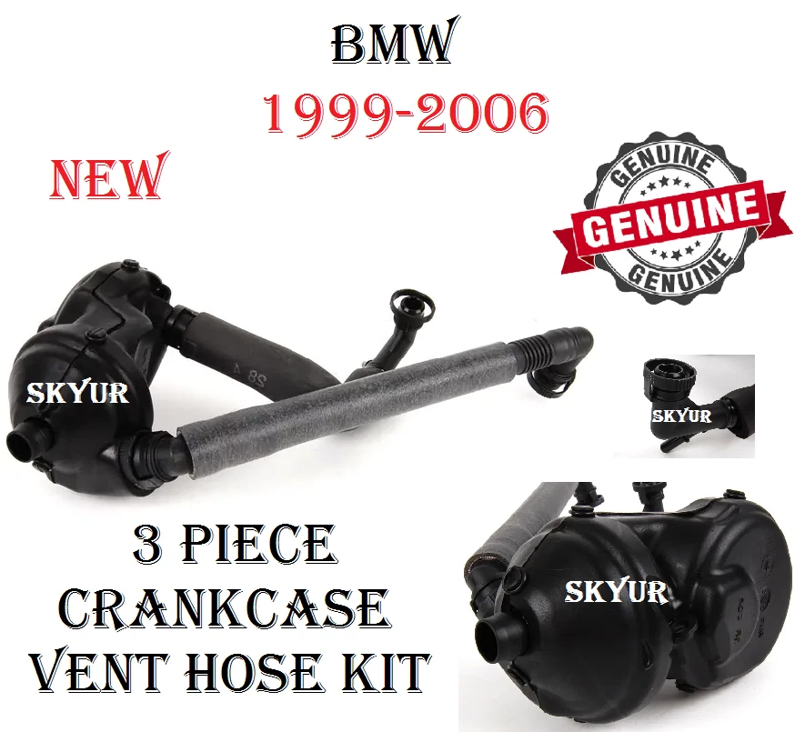 BMW Engine Crankcase Vent Valve Hoses KIT E46 E39 E60 X3 X5 11617534237 GENUINE - Image 1 of 4