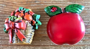Vintage Apfel Pin Lot Punze Erntekorb Brosche Lehrer Geschenk Herbst Herbst - Bild 1 von 4