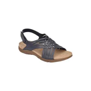 Easy Spirit Women's Mar Leather Slingback Flat Sandals, Navy Size 8W - Foto 1 di 4