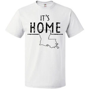 Inktastic It's Home- State Of Louisiana Outline Distressed Text T-Shirt Baton - Picture 1 of 11