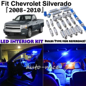 9x Blue LED Interior Lights Package Kit For 2008 - 2010 Chevrolet Silverado - Picture 1 of 9