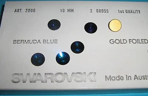 288 Swarovski 2006 Rivoli Flatbacks Rhinestones Gold Foiled 10mm Bermuda Blue - Picture 1 of 1