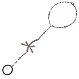 Diamond Ruby Dragonfly Ring Bracelet 925 Silver Gold Wedding, Boho Jewelry - Picture 1 of 4