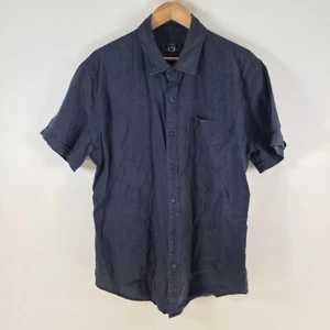 Coast clothing Co mens linen button up shirt size XL navy blue collar 109473 - Picture 1 of 8