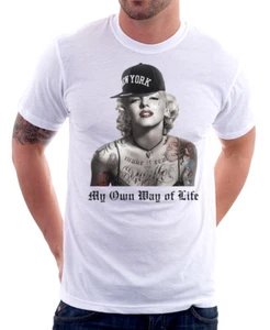 Camiseta Tatuada Marylin Monroe Vintage Estrella de Cine Rockabilly Blanca OZ9813 - Imagen 1 de 3