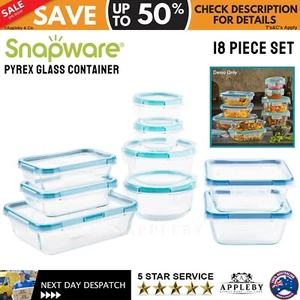 Snapware Pyrex Glass Food Storage Containers BPA Free Locking Lids Set 18 piece - Picture 1 of 10