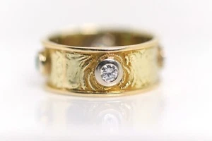 Antiker Damenring Gelbgold Brillant Smaragd Rubin, Gravur 1955-56, Größe: 51 - Bild 1 von 14