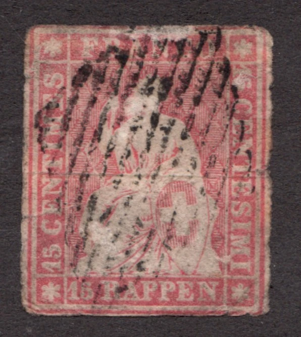 Suiza Helvetia Sc# 17 1854 - Papel tipo fino. Pequeñas fallas. Cv$190 usado Foto 1 de 1
