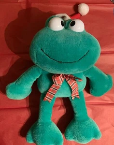 16” Green CHRISTMAS FROG Stuffed Animal Plush toy. Red Santa hat. - Picture 1 of 4