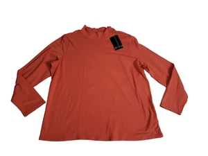 ERIKA Mock NeckTop SZ 1X Pumpkin Zest Orange Long Sleeve Pullover NWT - Picture 1 of 8