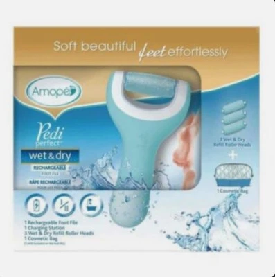 Amope Pedi Perfect Pedicure Rechargeable Foot File Wet Dry Refills Bag Gift - Image 1 of 4