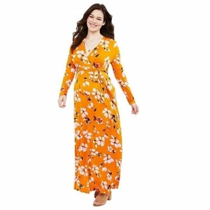 Motherhood Maternity Yellow Pink Floral Longsleeve Maxi Dress NWT M - Picture 1 of 2