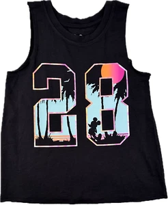 Disney Kids Black Sleeveless Tropical Mickey Mouse Silhouette Tank Top M 7/8 - Picture 1 of 2
